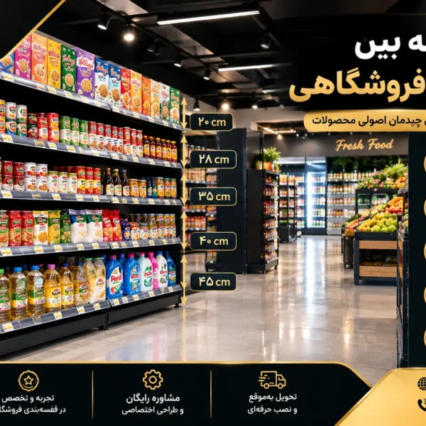 behtarin-fasele-beyn-tabaghat-ghafase بهترین فاصله بین طبقات قفسه فروشگاهی برای چیدمان منظم محصولات سوپرمارکت