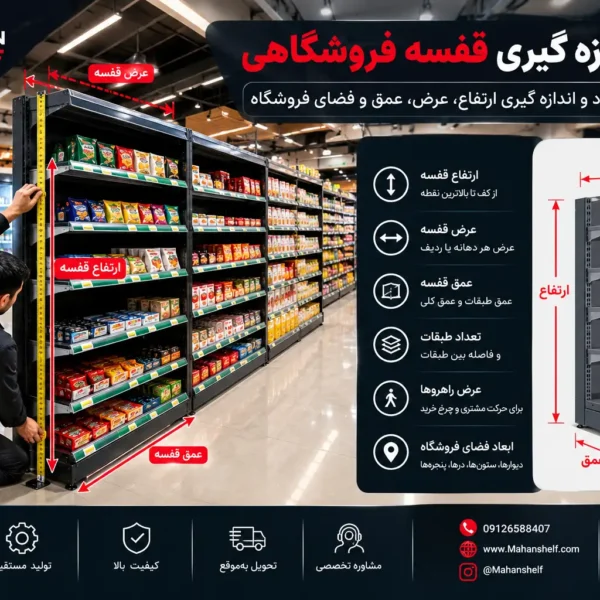 نحوه اندازه گیری قفسه فروشگاهی نحوه اندازه گیری قفسه فروشگاهی