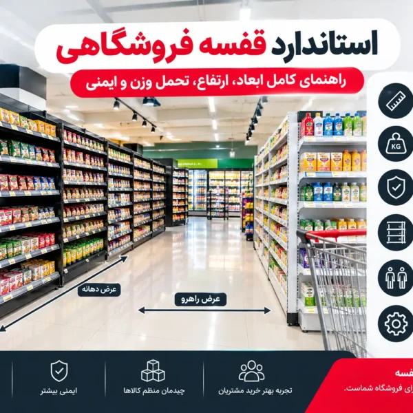 standard-ghafase-foroshgahi استاندارد قفسه فروشگاهی و ابعاد قفسه بندی سوپرمارکت و هایپرمارکت